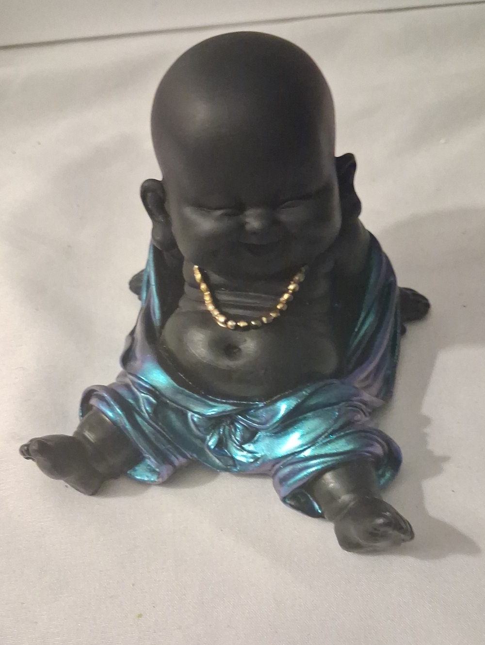 Black Smiling Budda 3.5" Blue & Black
